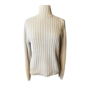 Abercrombie & Fitch Sweater Women’s XL Beige Turtleneck Textured Ribbed Heavy